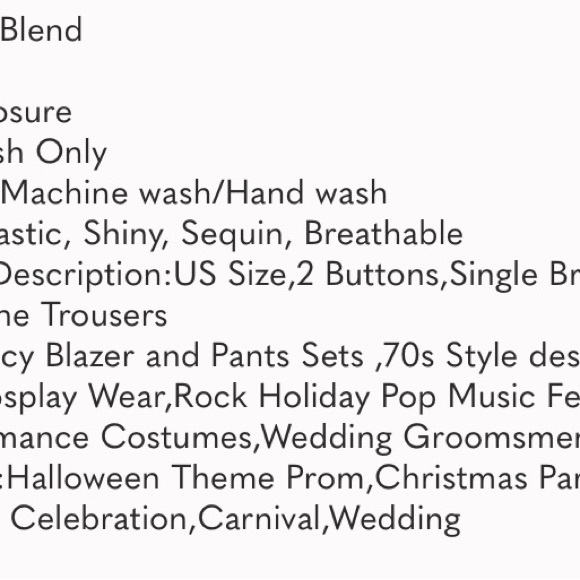 Men's 2 Piece Disco Sets Shiny Jacket and Pants Metallic Sequin Suits - Picture 9 of 9